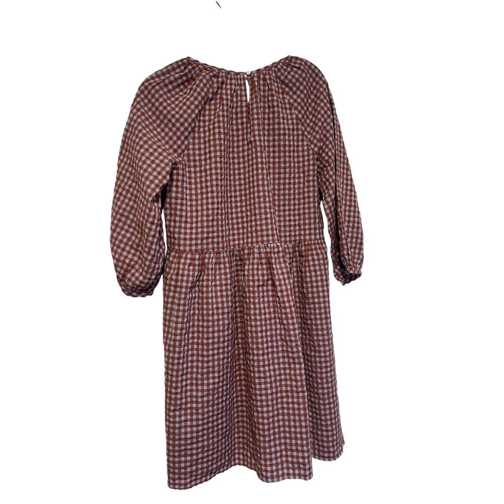Madewell Rust White Gingham Button Down Dress 00 - Picture 8 of 9